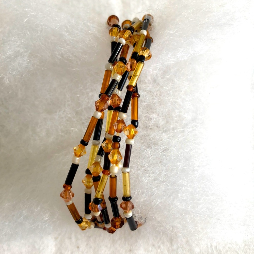 Multi-strand Amber Bead Stretchy Bracelet Set